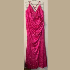 NWT 1X Fashion Nova Shining Evening Maxi Dress in Pink